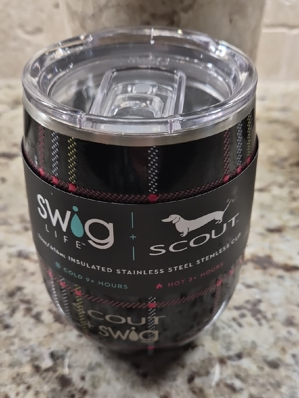Swig x Scout Insulated Stainless Steel Tumbler - Black Plaid
